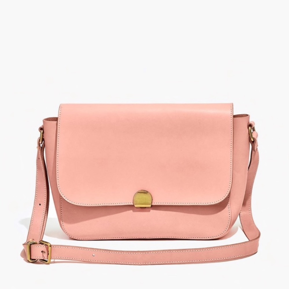 Madewell blush leather abroad bag NWT